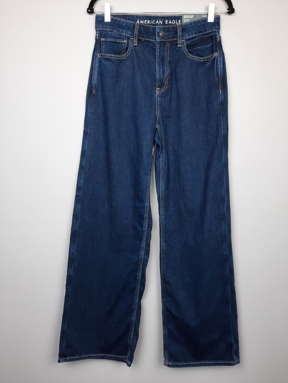 American Eagle LONG Dreamy Drape Super High Rise Baggy Wide Leg Jeans size 4